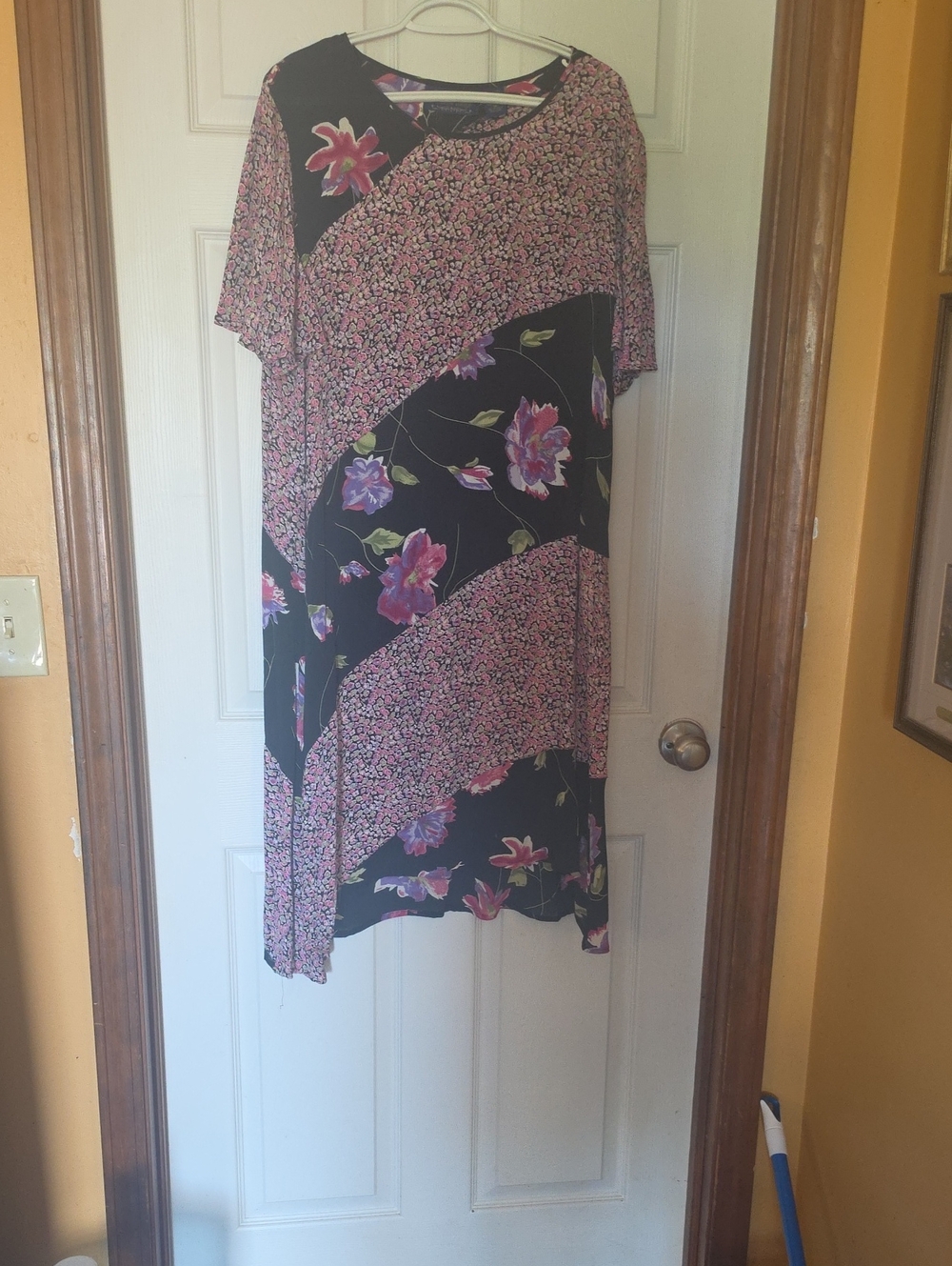 Willow Ridge Black Dress with Pink & Purple Floral Trim